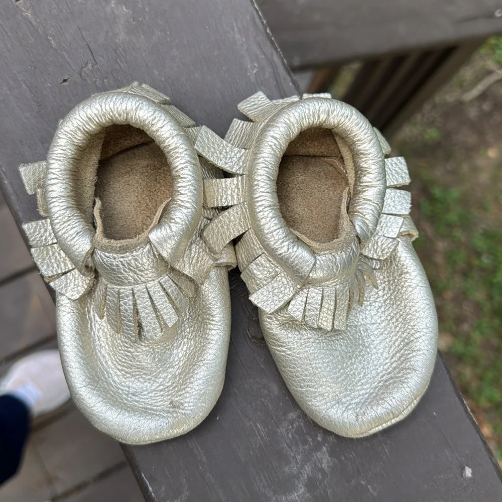 Gold Leather Baby Moccasins